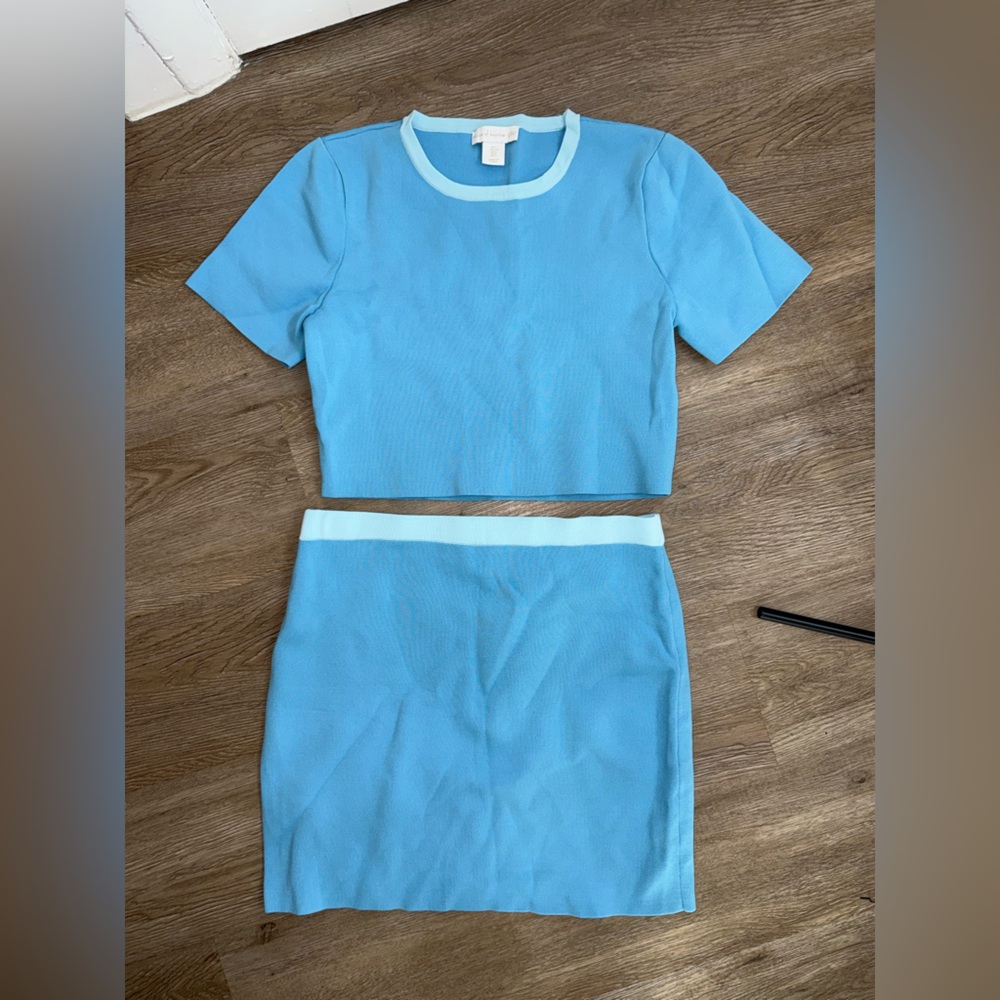 House of Harlow 1960 Blue Combo 2 Piece Skirt Set Size Large